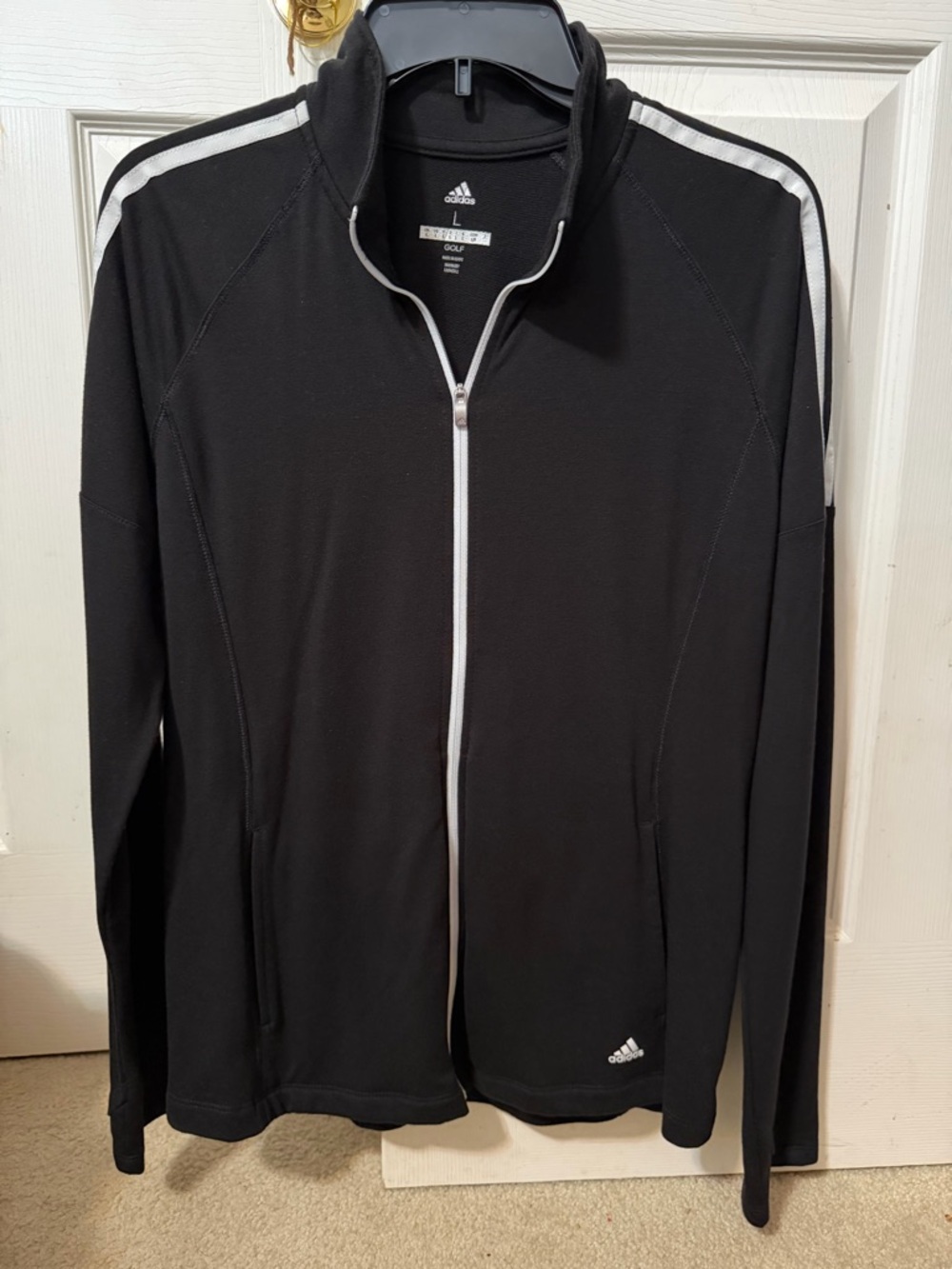adidas Men’s Black Track Jacket with White Trim